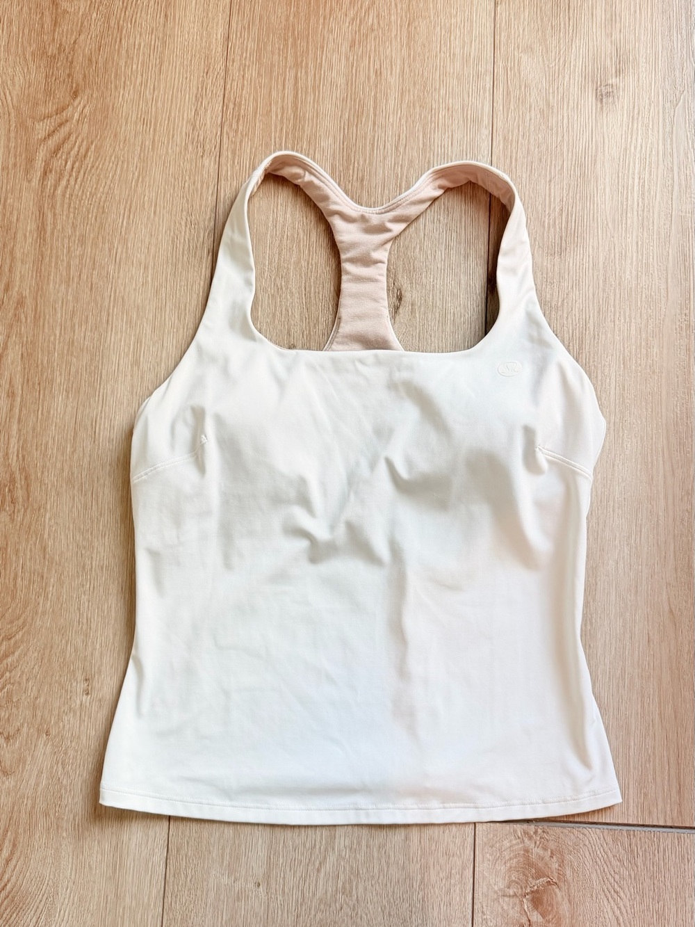 lululemon athletica Cream Racerback Sports Tank with Blush Back